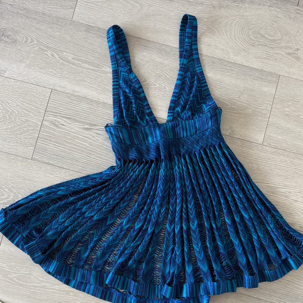 Missoni Blue V-Neck Knit Mini Dress - Picture 2 of 6